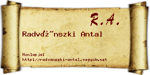 Radvánszki Antal névjegykártya