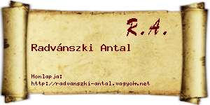 Radvánszki Antal névjegykártya